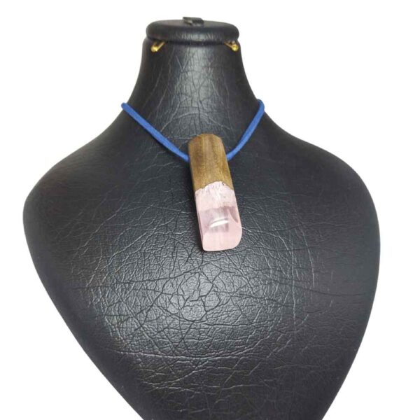 Holz- & Harz-Halskette, handgefertigt, künstlerisch, auffälliger Stil Schnee