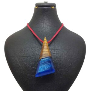Holz- & Harz-Halskette, handgefertigt, künstlerisch, auffälliger Stil Tiara
