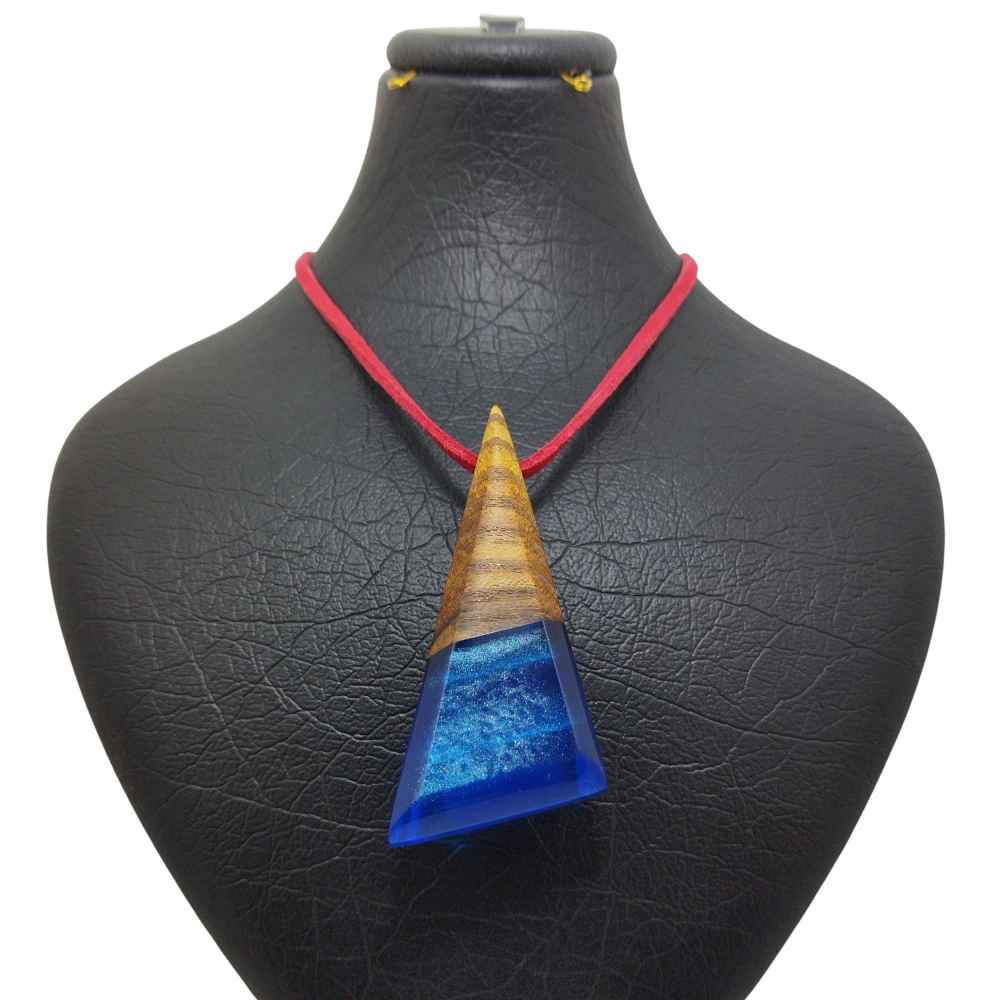 Holz- & Harz-Halskette, handgefertigt, künstlerisch, auffälliger Stil Tiara