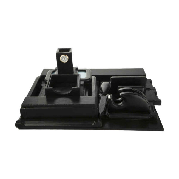 10-teiliges schwarzes Leder-Schreibtisch-Aufbewahrungsset