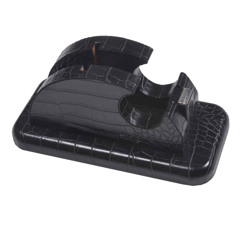 Schwarzes Leder-Schreibtischset – 10-teiliges Set