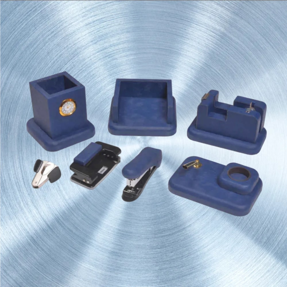 Blaues Leder-Schreibtisch-Organizer-Set – 8 Teile