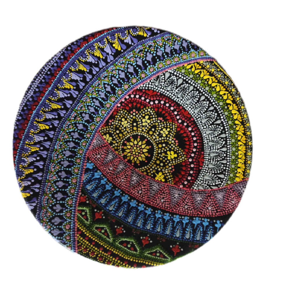 Dekorativer Keramikteller handgemalt Dot Art Aban