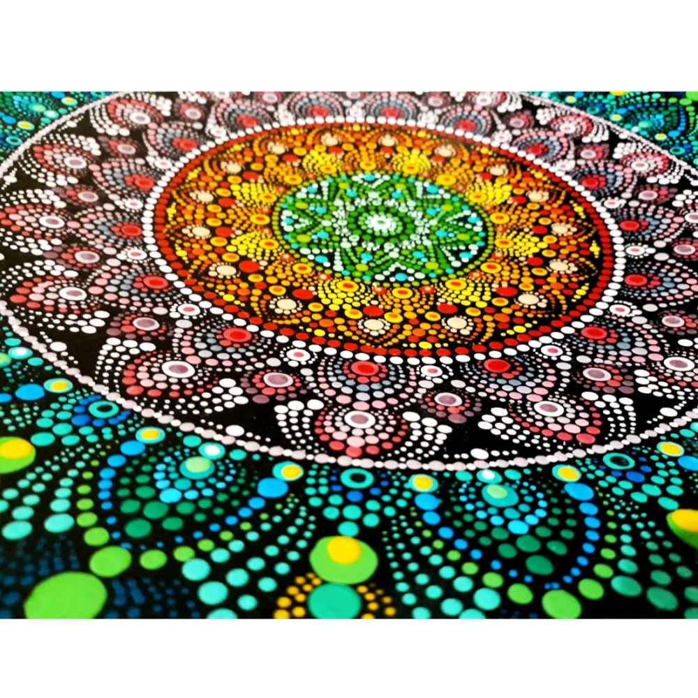 Dekorativer Keramikteller handgemalt Dot Art Baran