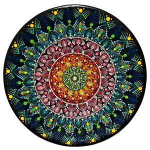 Dekorativer Keramikteller handgemalt Dot Art Baran