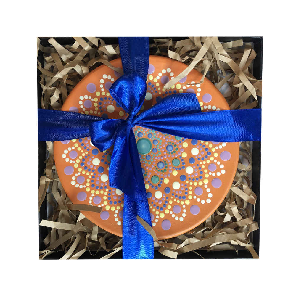 Dekorativer Keramikteller handgemalt Dot Art Donya