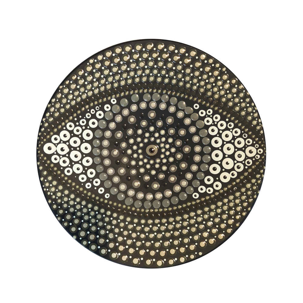 Dekorativer Keramikteller handgemalt Dot Art Augen