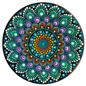 Dekorativer Keramikteller handgemalt Dot Art Geometrisch