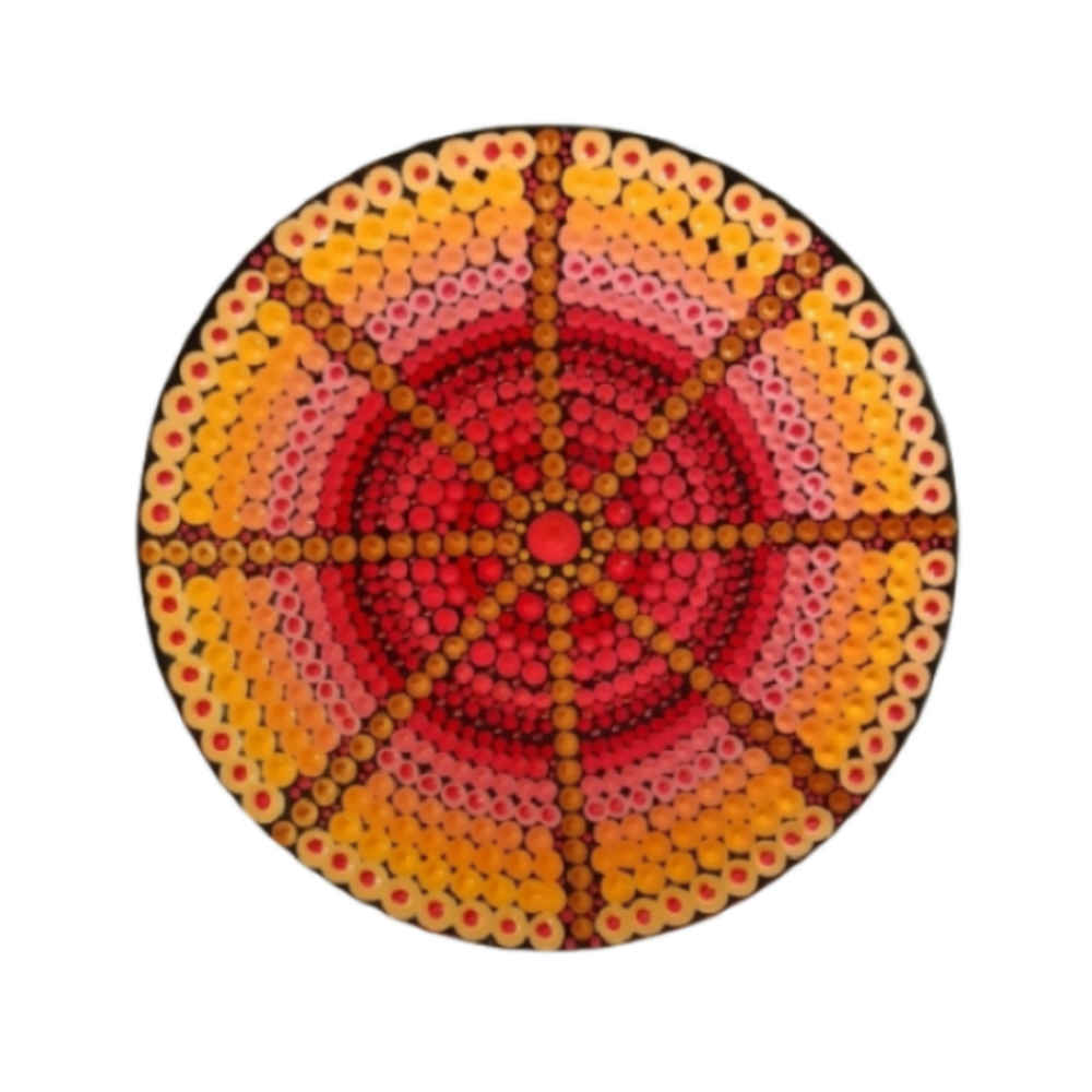 Dekorativer Keramikteller handgemalt Dot Art Hasti