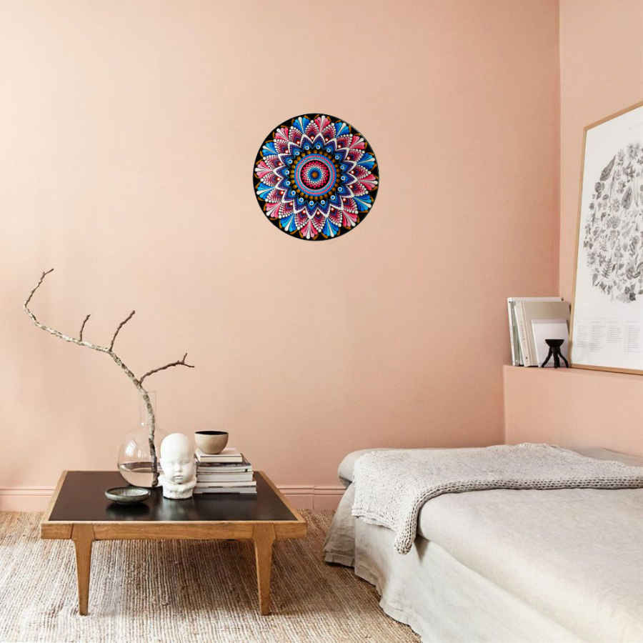 Dekorativer Keramikteller handgemalt Dot Art Mandala