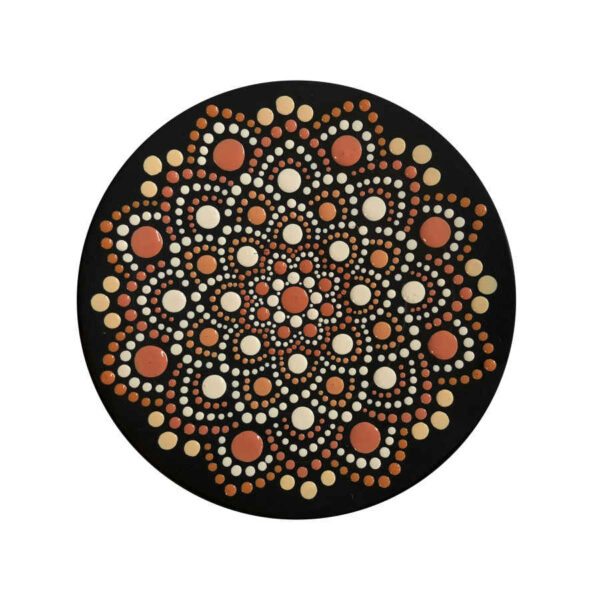 Dekorativer Keramikteller handgemalt Dot Art Orange