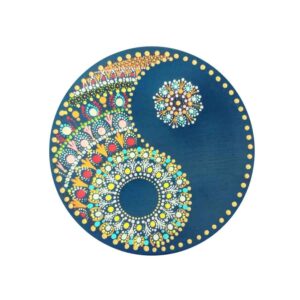 Dekorativer Keramikteller handgemalt Dot Art Paisley