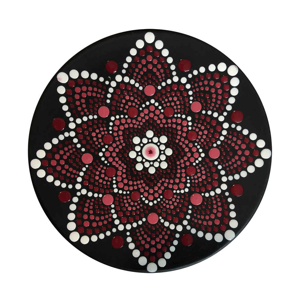 Dekorativer Keramikteller handgemalt Dot Art Sorkh