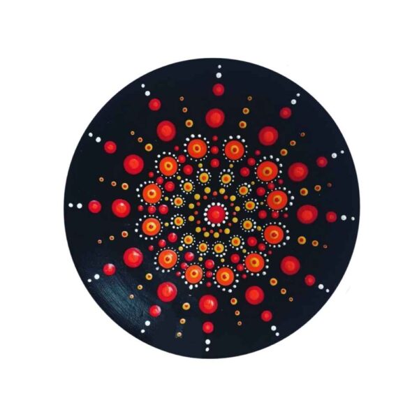 Dekorativer Keramikteller handgemalt Dot Art Sonne