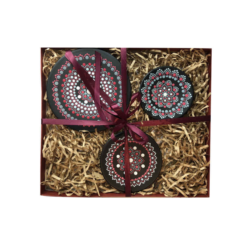 Dekorativer Keramikteller handgemalt Dot Art Maryam