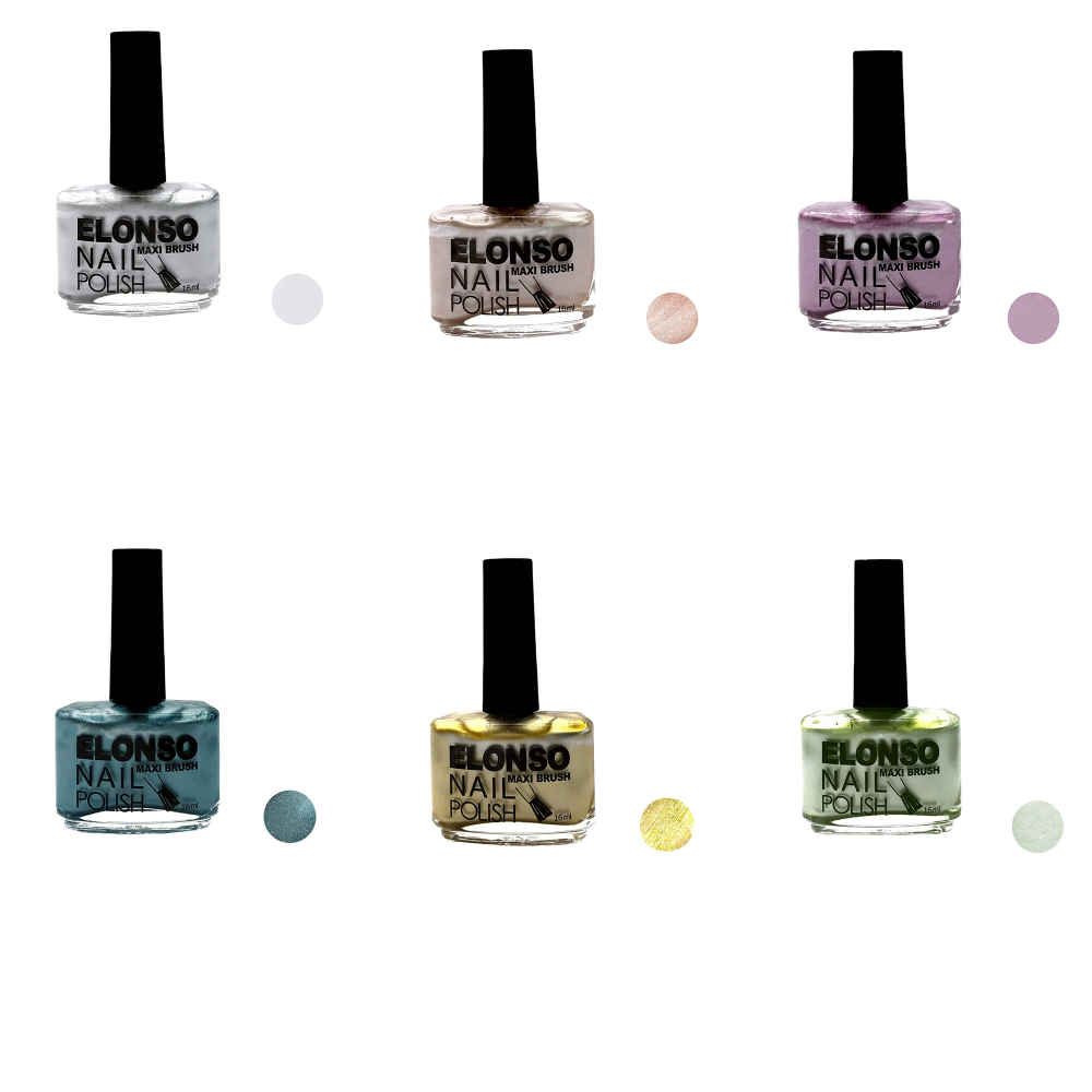 Halal-Nagellack Glitzer & Glänzende Oberfläche und Atmungsaktive Metallische Farben (6x)
