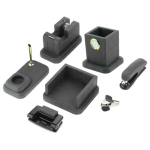 Graues Leder-Schreibtisch-Set – 8-teiliges Set