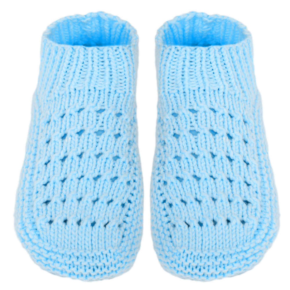 Häkelslippers für Damen aus Acrylfaser, gestrickt in Himmelblau