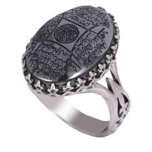 Islamischer Hämatit-Silberring mit Hadid-Gemstone für Männer 4 Qul