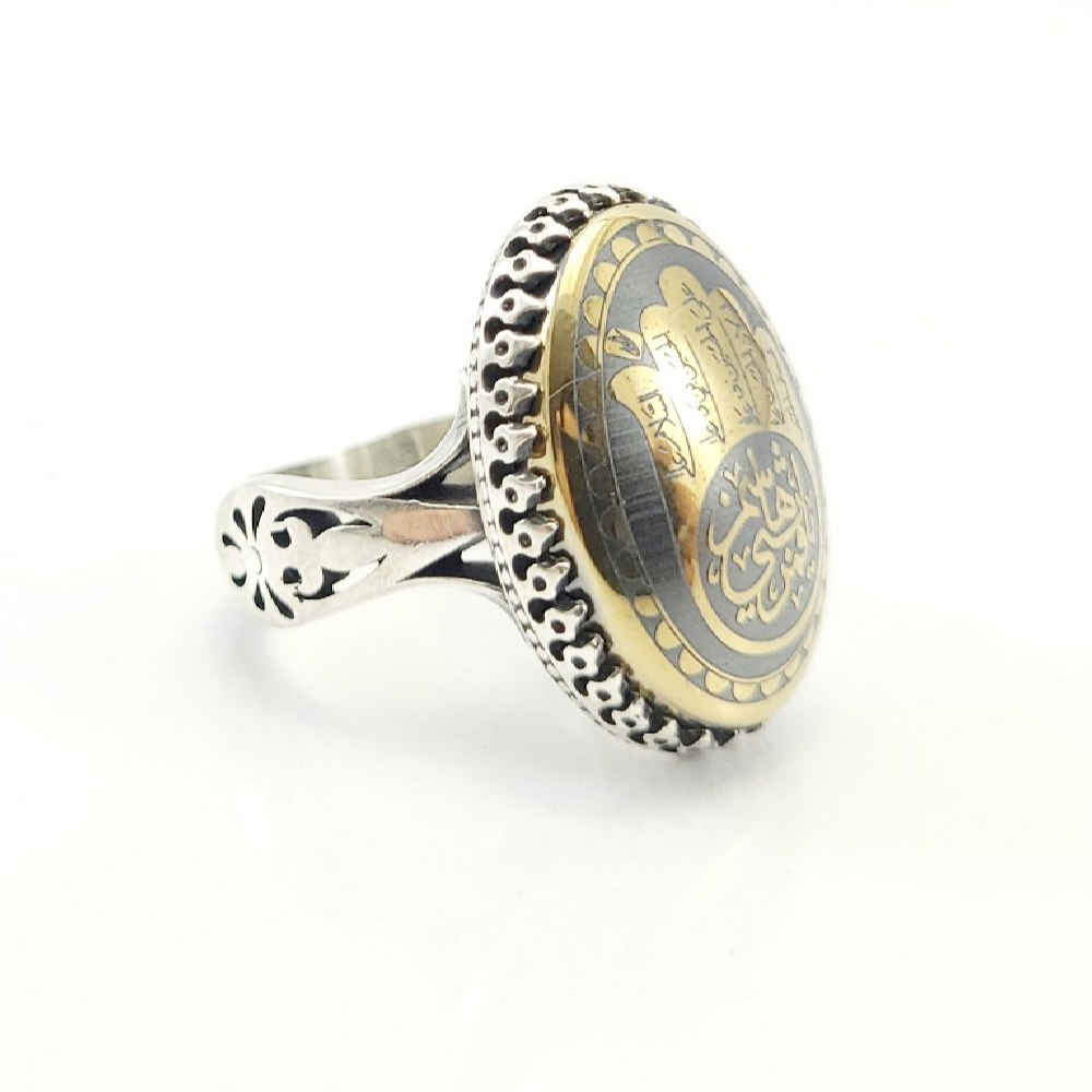 Islamischer Hämatit-Silberring mit Hadid-Gemstone für Männer Alabbas