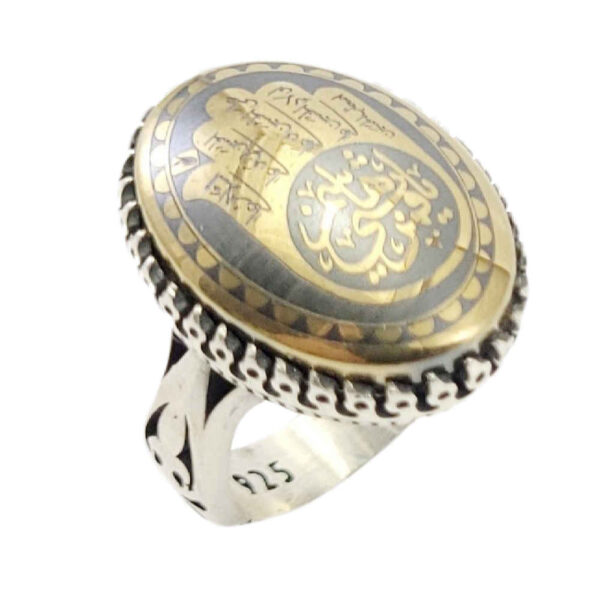 Islamischer Hämatit-Silberring mit Hadid-Gemstone für Männer Alabbas