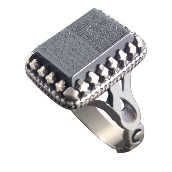 Islamischer Hämatit-Silberring mit Hadid-Gemstone für Männer Hami