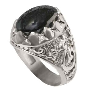 Islamischer Hämatit-Silberring mit Hadid-Gemstone für Männer