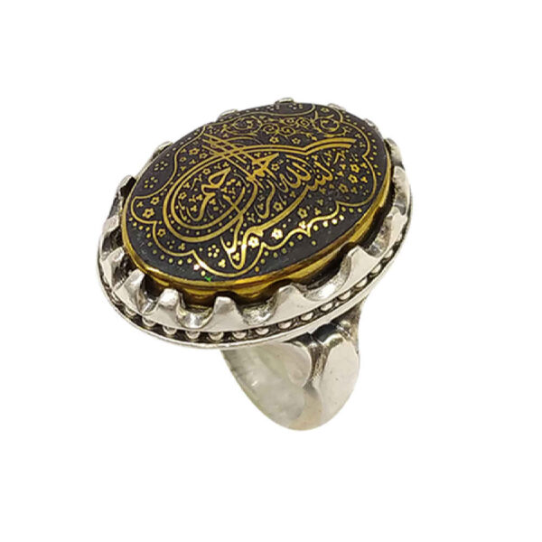 Islamischer Hämatit-Silberring mit Hadid-Gemstone für Männer Latif