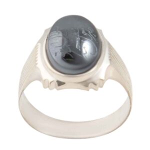 Islamischer Hämatit-Silberring mit Hadid-Gemstone für Männer Mehrab