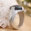 Islamischer Hämatit-Silberring mit Hadid-Gemstone für Männer Allah