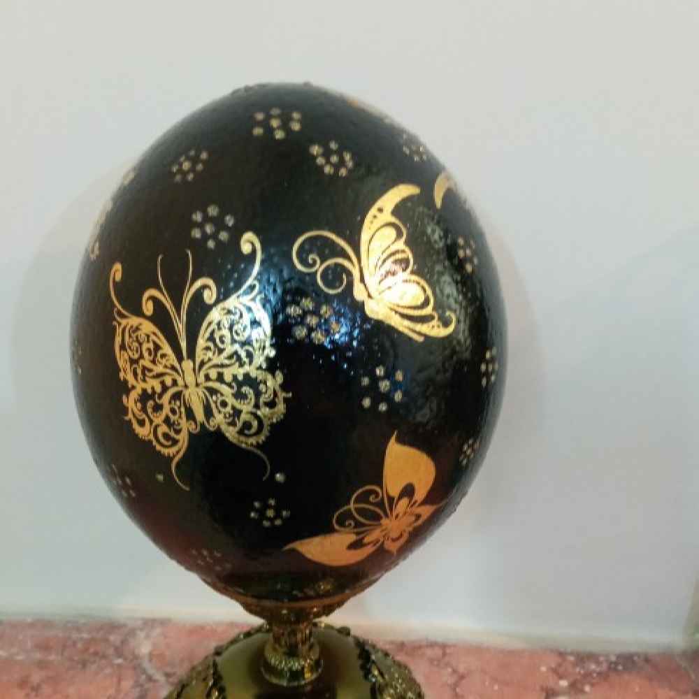 Islamische dekorative handgemalte Straußenei-Schale – Char Qul