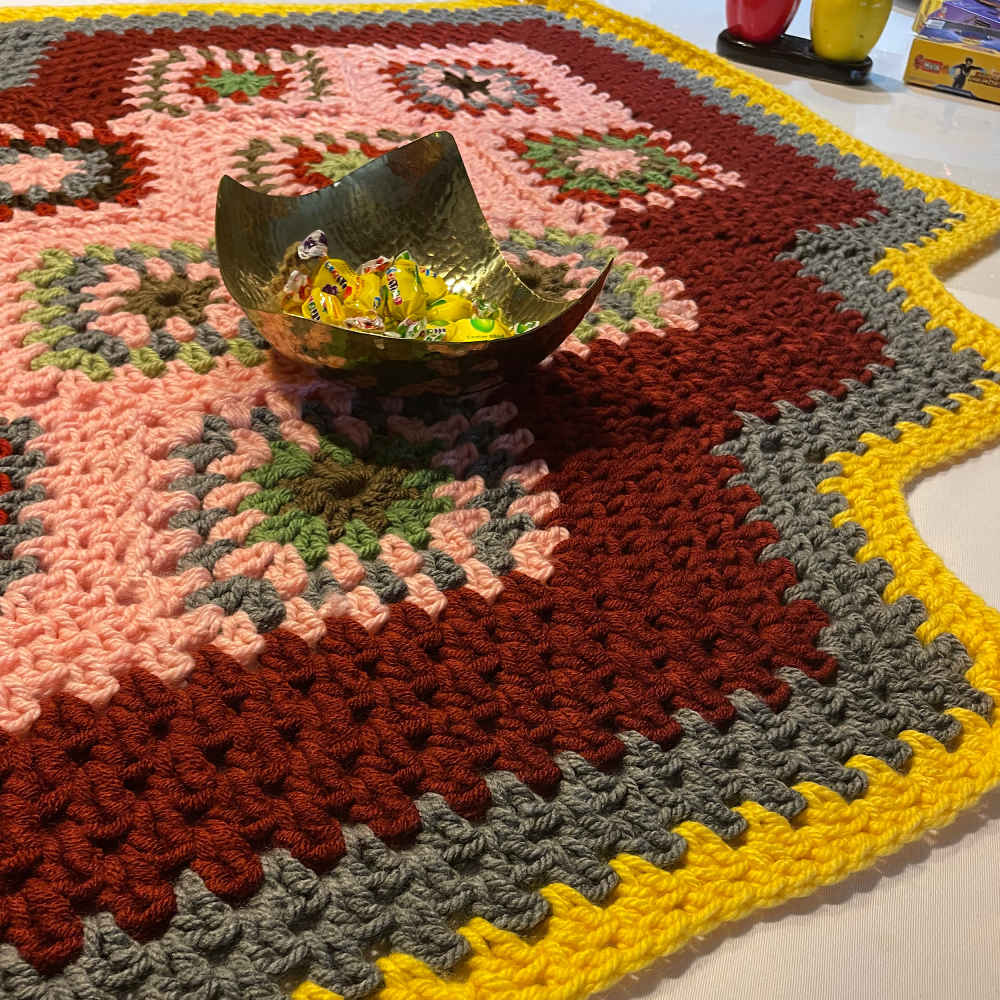 Handgewebter Boho-Makramee-Boden-Teppich – Torkaman-Muster