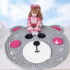 Handgewebter Boho-Makramee-Boden-Teppich – Teddybär-Muster