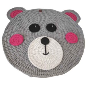 Handgewebter Boho-Makramee-Boden-Teppich – Teddybär-Muster
