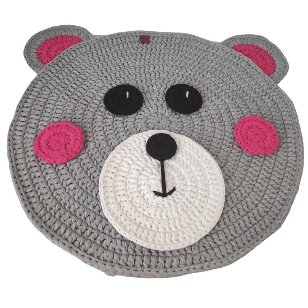 Handgewebter Boho-Makramee-Boden-Teppich – Teddybär-Muster