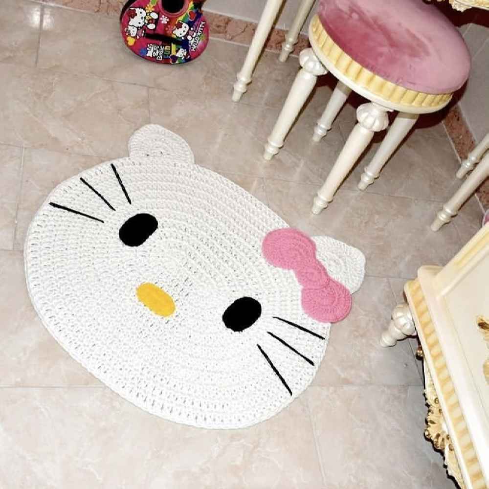 Handgewebter Boho-Makramee-Boden-Teppich – Kätzchen-Design