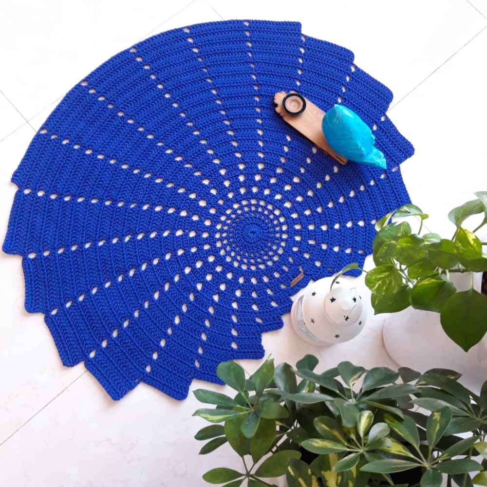 Handgewebter Boho-Makramee-Boden-Teppich – Muschel-Design