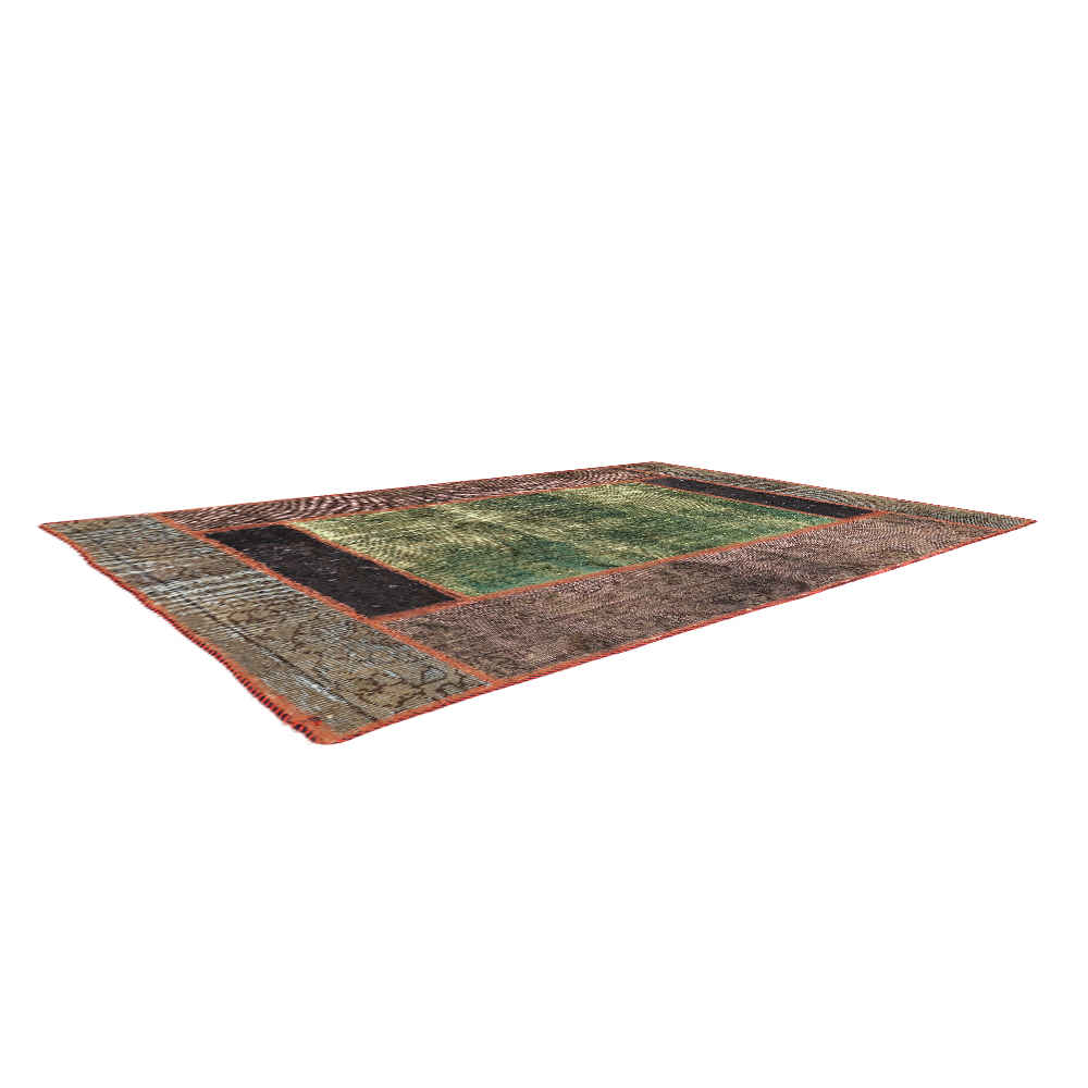 Vintage Persischer handgeknüpfter Patchwork-Teppich Baran