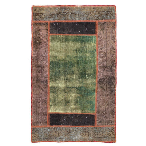 Vintage Persischer handgeknüpfter Patchwork-Teppich Baran