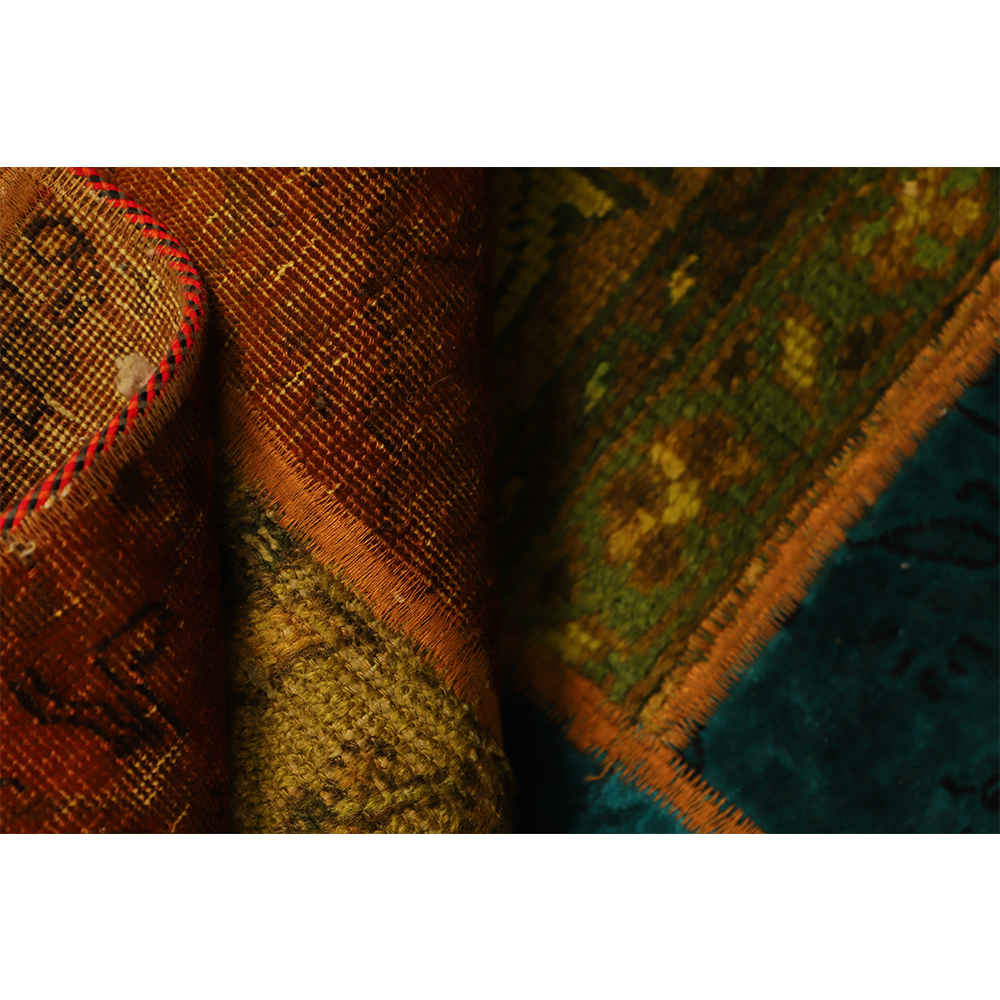 Vintage Persischer handgeknüpfter Patchwork-Teppich Bardia