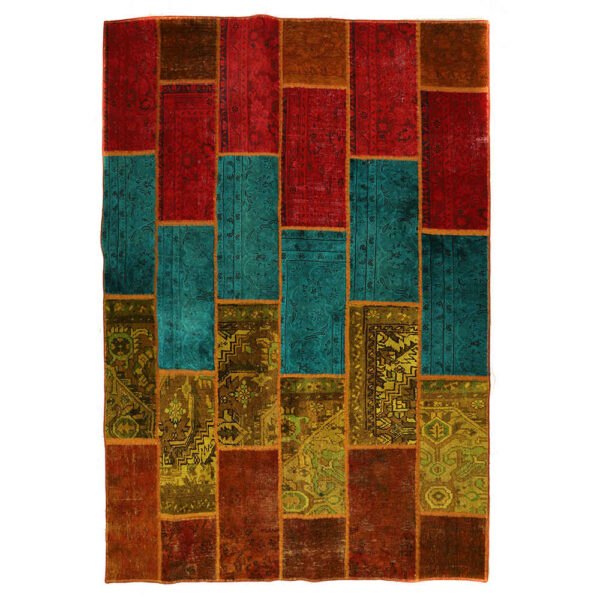 Vintage Persischer handgeknüpfter Patchwork-Teppich Bardia