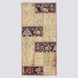 Vintage Persischer handgeknüpfter Patchwork-Teppich Creme