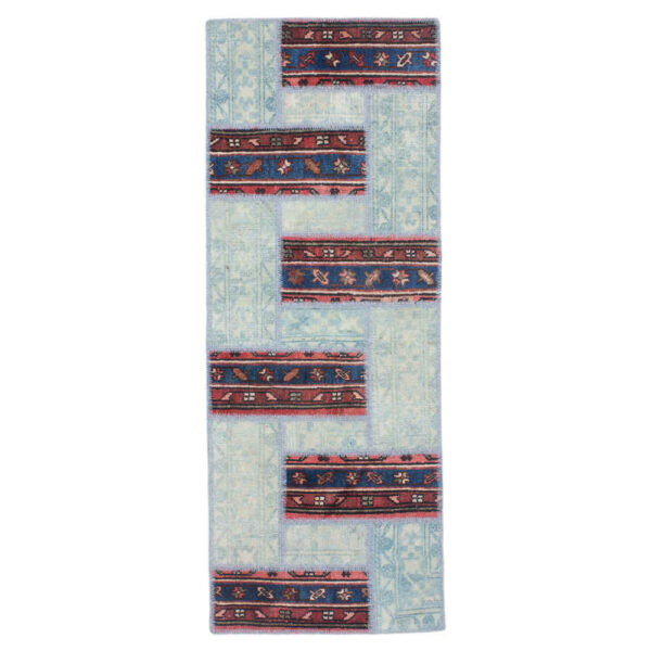 Vintage Persischer handgeknüpfter Patchwork-Teppich Dap