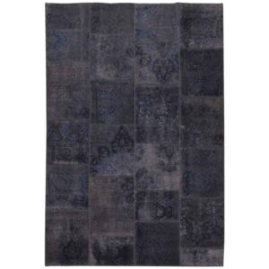 Vintage Persischer handgeknüpfter Patchwork-Teppich Dunkel