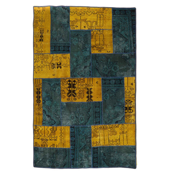 Vintage Persischer handgeknüpfter Patchwork-Teppich Dorsa