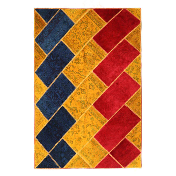 Vintage Persischer handgeknüpfter Patchwork-Teppich Elham