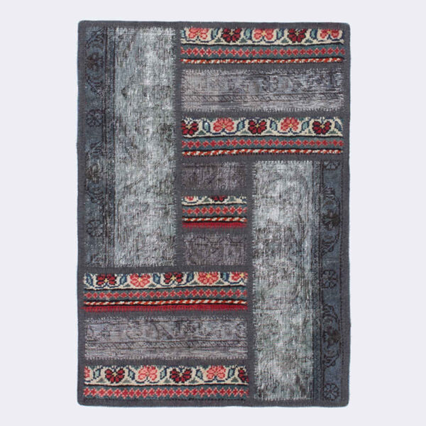 Vintage Persischer handgeknüpfter Patchwork-Teppich Farhan