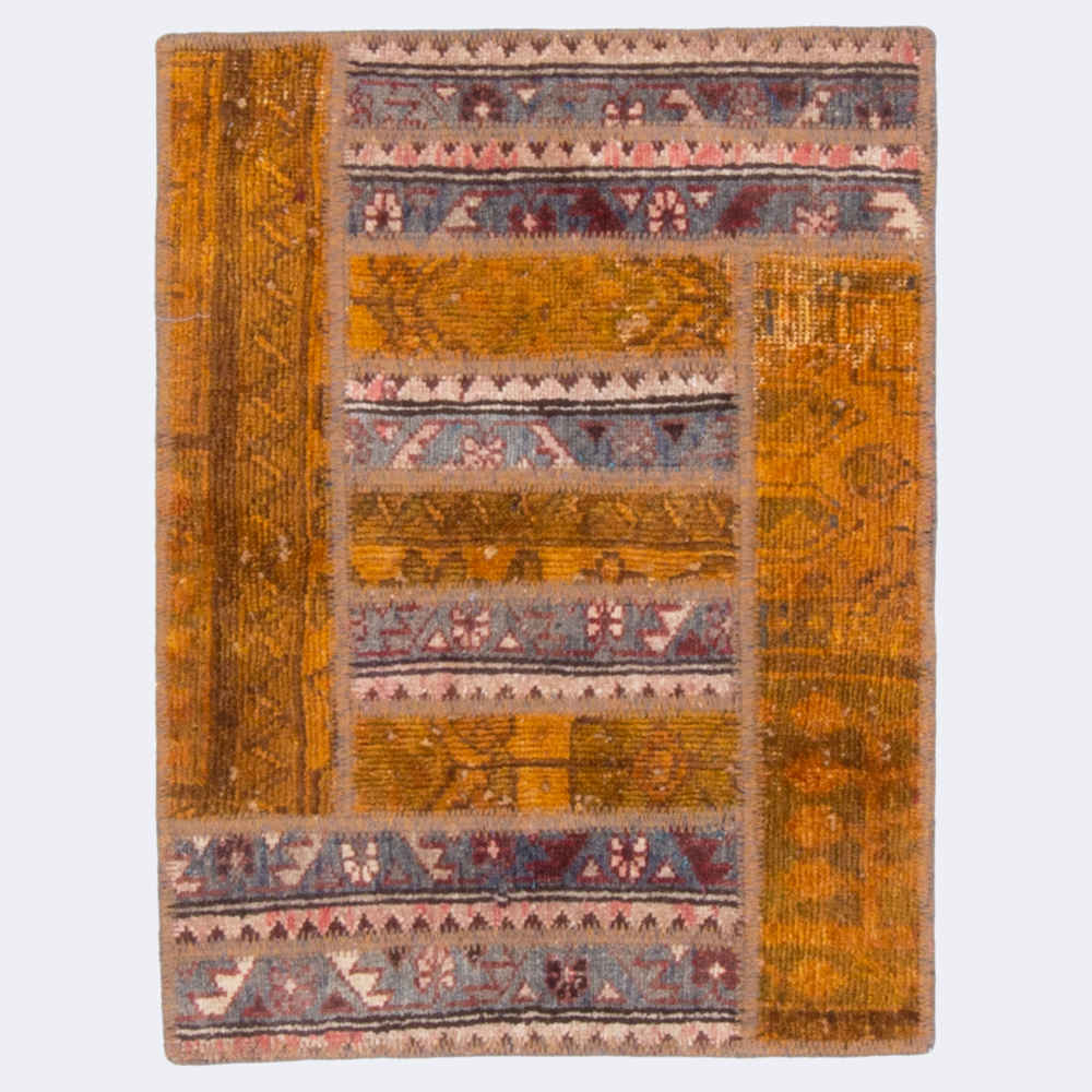 Vintage Persischer handgeknüpfter Patchwork-Teppich Jahan