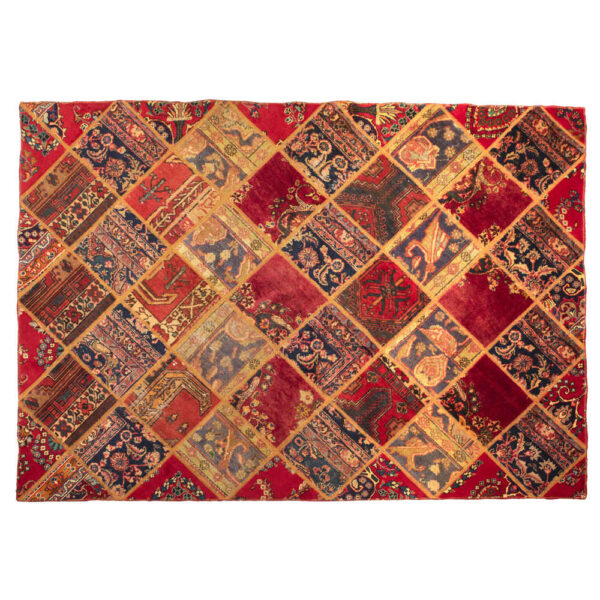 Vintage Persischer handgeknüpfter Patchwork-Teppich Katayoun