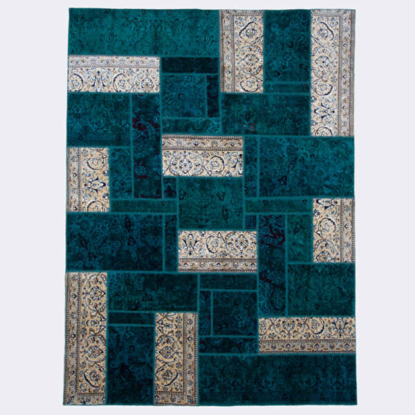 Vintage Persischer handgeknüpfter Patchwork-Teppich Naein